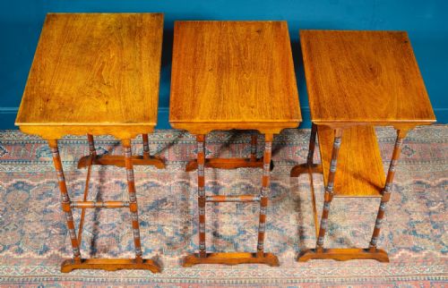 AESTHETIC MOVEMENT WALNUT NEST OF THREE TABLES C1890 - ADDITIONAL PHOTO 7
