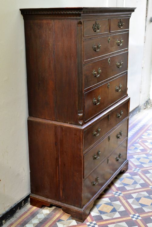 GEORGE III MAHOGANY CHEST ON CHEST C1780 - ADDITIONAL PHOTO 1