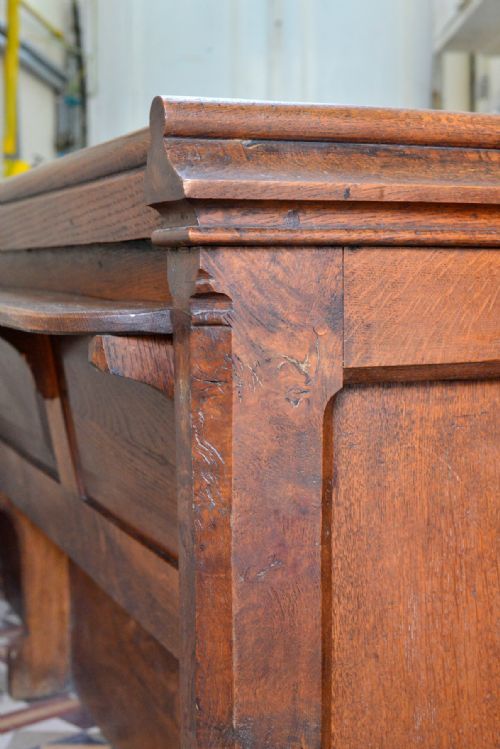VICTORIAN GOTHIC OAK CHURCH PEW WITH UMBRELLA STAND C1860 - ADDITIONAL PHOTO 7