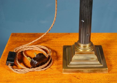 VICTORIAN CORINTHIAN COLUMN OIL LAMP WITH OPALINE SHADE WIRED FOR ELECTRICITY C1895 - ADDITIONAL PHOTO 3