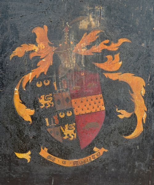 A PAINTED ARMORIAL PANEL POSSIBLY 'MURITO' C1900 - ADDITIONAL PHOTO 1