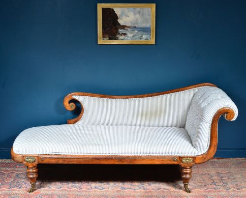 REGENCY SIMULATED ROSEWOOD SCROLL END CHAISE LONGUE C1820 - ADDITIONAL PHOTO 5