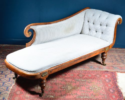 REGENCY SIMULATED ROSEWOOD SCROLL END CHAISE LONGUE C1820 - ADDITIONAL PHOTO 6