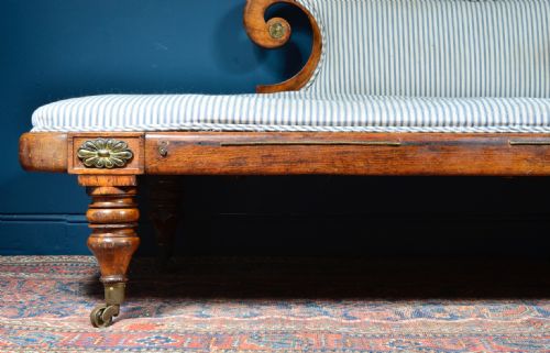 REGENCY SIMULATED ROSEWOOD SCROLL END CHAISE LONGUE C1820 - ADDITIONAL PHOTO 10