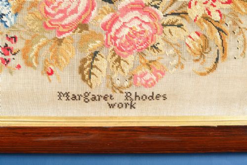 EARLY VICTORIAN WOOLWORK TAPESTRY OF A PEREGRINE FALCON BY MARGARET RHODES OF BLEASDALE LANCS C1840 - ADDITIONAL PHOTO 3