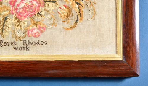 EARLY VICTORIAN WOOLWORK TAPESTRY OF A PEREGRINE FALCON BY MARGARET RHODES OF BLEASDALE LANCS C1840 - ADDITIONAL PHOTO 4