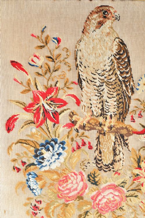 EARLY VICTORIAN WOOLWORK TAPESTRY OF A PEREGRINE FALCON BY MARGARET RHODES OF BLEASDALE LANCS C1840 - ADDITIONAL PHOTO 5