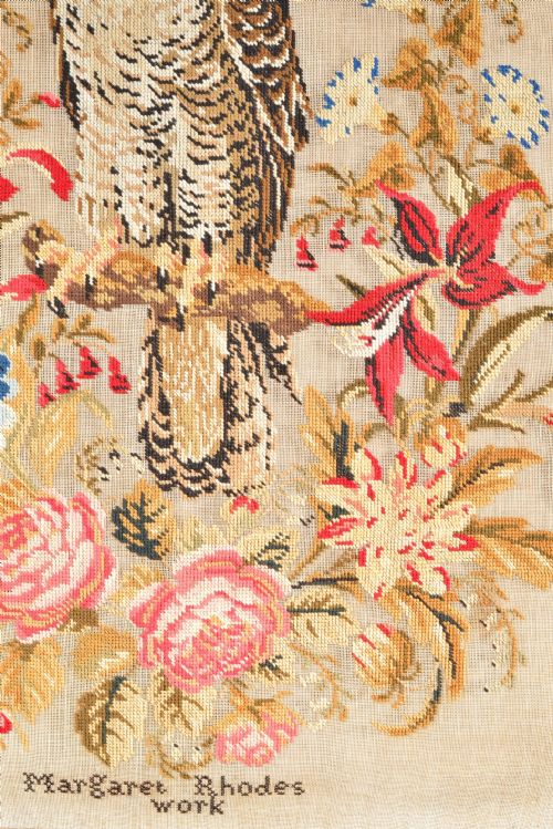 EARLY VICTORIAN WOOLWORK TAPESTRY OF A PEREGRINE FALCON BY MARGARET RHODES OF BLEASDALE LANCS C1840 - ADDITIONAL PHOTO 6