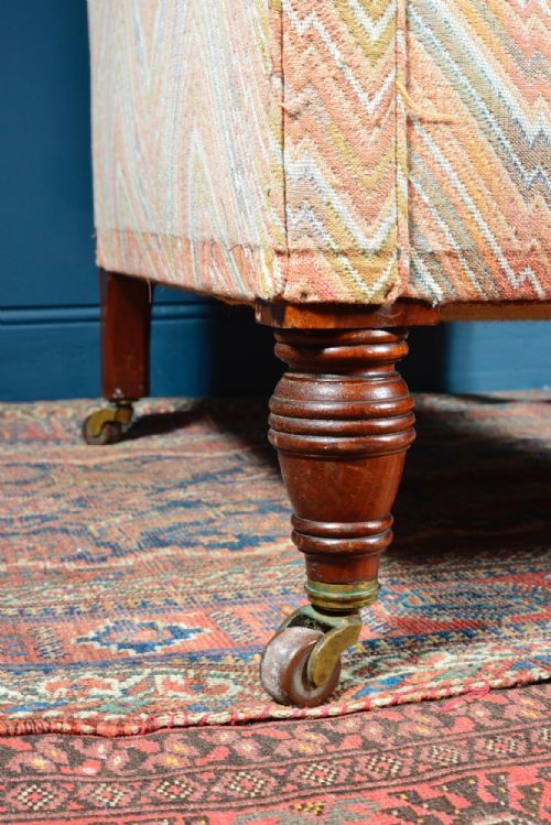 VICTORIAN DEEP SEATED ARMCHAIR ON WALNUT LEGS C1890 - ADDITIONAL PHOTO 5