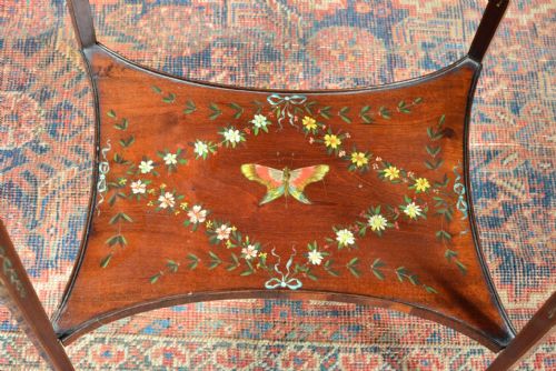 AN EDWARDIAN INLAID OVAL OCCASIONAL TABLE WITH PAINTED DECORATION C1905 - ADDITIONAL PHOTO 3