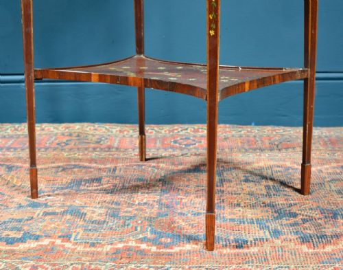AN EDWARDIAN INLAID OVAL OCCASIONAL TABLE WITH PAINTED DECORATION C1905 - ADDITIONAL PHOTO 7