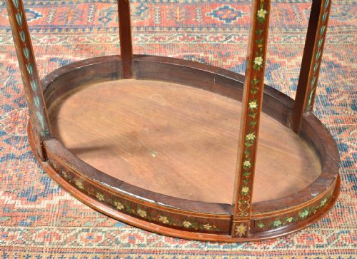 AN EDWARDIAN INLAID OVAL OCCASIONAL TABLE WITH PAINTED DECORATION C1905 - ADDITIONAL PHOTO 9