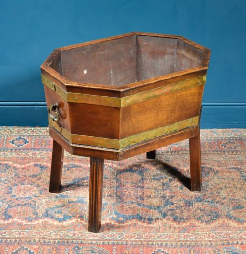 a brass banded mahogany wine cooler or cellarette early 19th c - CATEGORY: ANTIQUE MISCELLANEOUS - DATED 19TH CENTURY