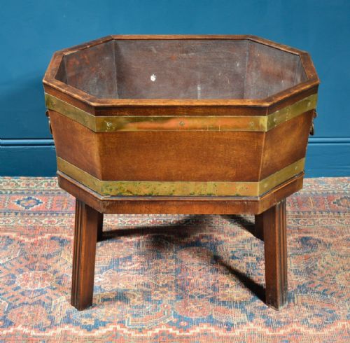 A BRASS BANDED MAHOGANY WINE COOLER OR CELLARETTE EARLY 19TH C - ADDITIONAL PHOTO 2