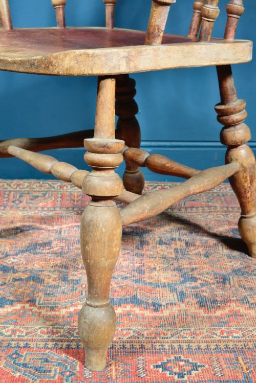 VICTORIAN BLEACHED PINE SMOKERS BOW ARMCHAIR C1870 - ADDITIONAL PHOTO 2