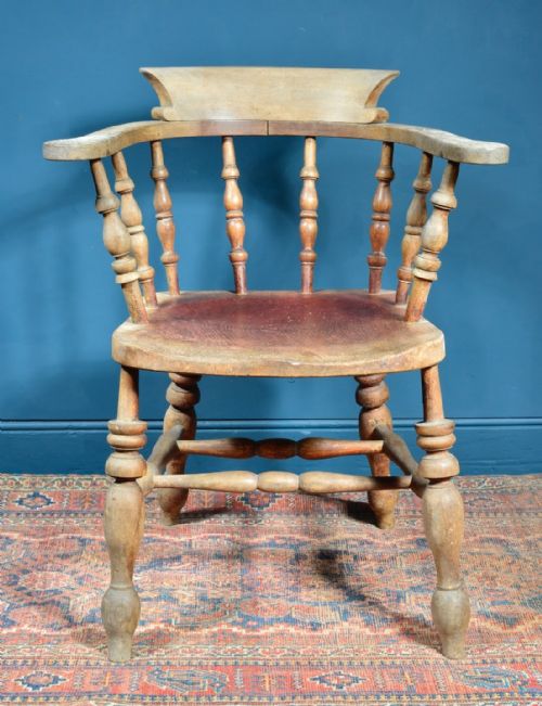 VICTORIAN BLEACHED PINE SMOKERS BOW ARMCHAIR C1870 - ADDITIONAL PHOTO 3