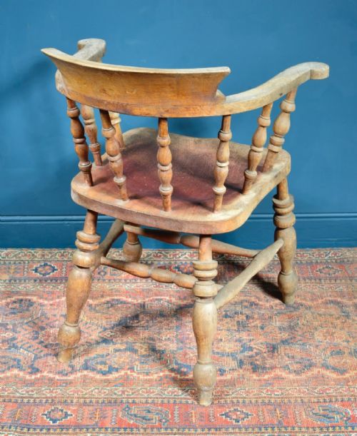 VICTORIAN BLEACHED PINE SMOKERS BOW ARMCHAIR C1870 - ADDITIONAL PHOTO 5