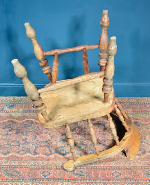 VICTORIAN BLEACHED PINE SMOKERS BOW ARMCHAIR C1870 - ADDITIONAL PHOTO 6