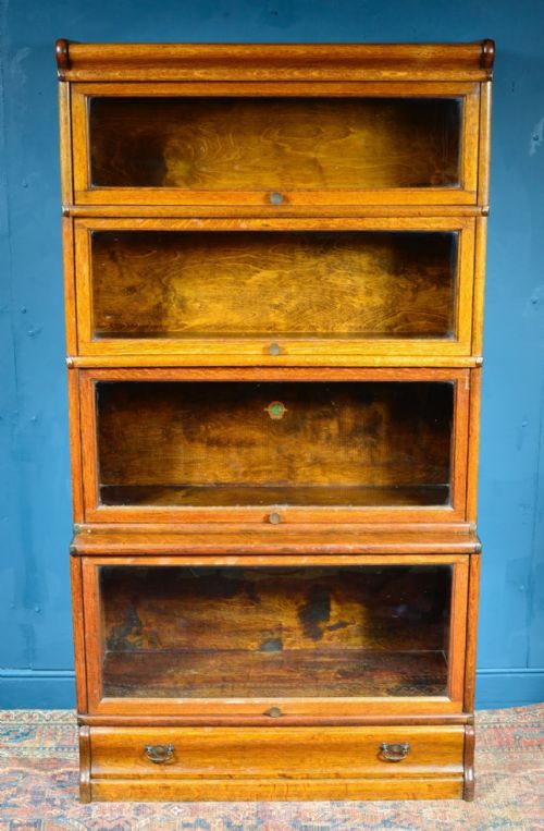 GLOBE WERNICKE GOLDEN OAK SECTIONAL BARRISTERS BOOKCASE C1920 - ADDITIONAL PHOTO 2