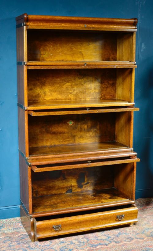GLOBE WERNICKE GOLDEN OAK SECTIONAL BARRISTERS BOOKCASE C1920 - ADDITIONAL PHOTO 4
