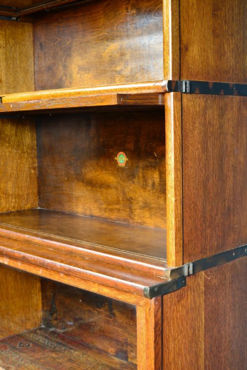 GLOBE WERNICKE GOLDEN OAK SECTIONAL BARRISTERS BOOKCASE C1920 - ADDITIONAL PHOTO 5