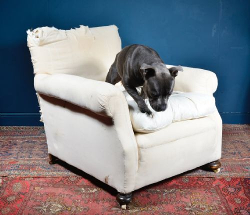 A COMFY EDWARDIAN CLUB CHAIR FOR REUPHOLSTERY C1905 - ADDITIONAL PHOTO 5