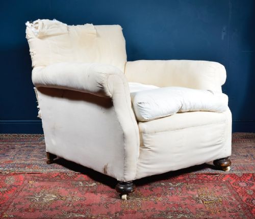 A COMFY EDWARDIAN CLUB CHAIR FOR REUPHOLSTERY C1905 - ADDITIONAL PHOTO 6