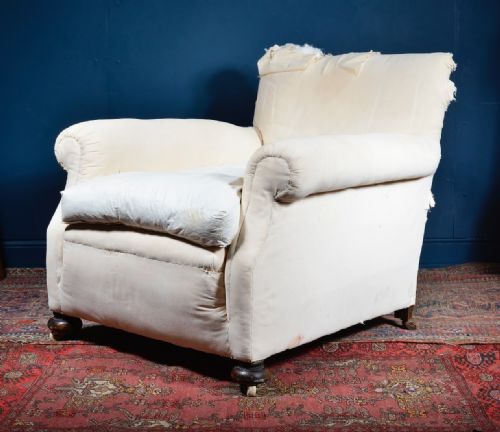 A COMFY EDWARDIAN CLUB CHAIR FOR REUPHOLSTERY C1905 - ADDITIONAL PHOTO 11