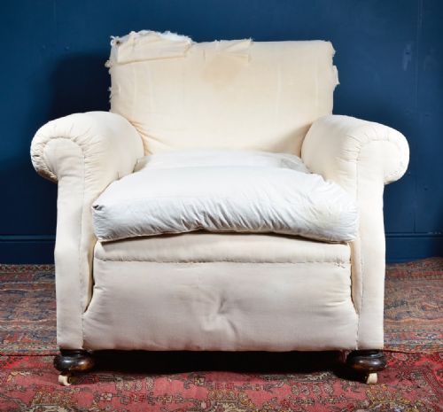 A COMFY EDWARDIAN CLUB CHAIR FOR REUPHOLSTERY C1905 - ADDITIONAL PHOTO 12