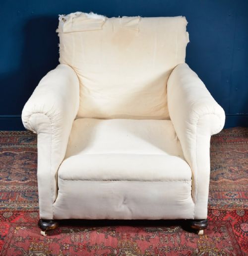 A COMFY EDWARDIAN CLUB CHAIR FOR REUPHOLSTERY C1905 - ADDITIONAL PHOTO 13