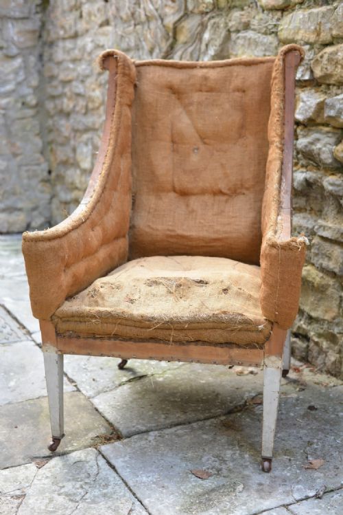 EDWARDIAN WING ARMCHAIR FOR RECOVERING C1905 - ADDITIONAL PHOTO 1