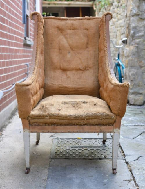 EDWARDIAN WING ARMCHAIR FOR RECOVERING C1905 - ADDITIONAL PHOTO 2