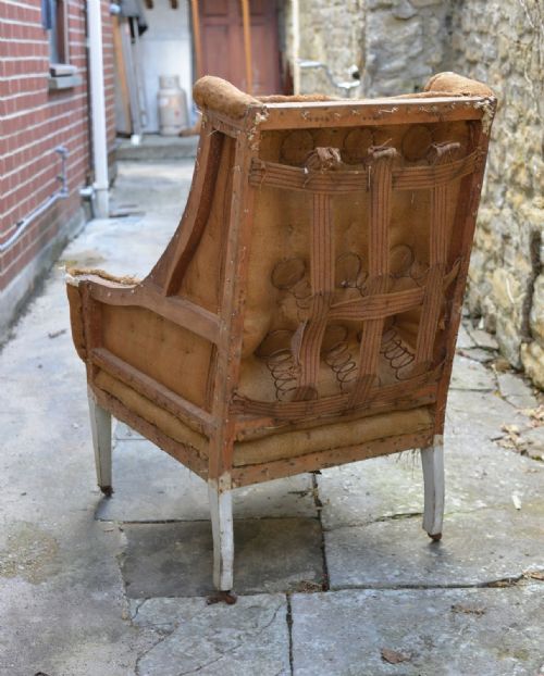 EDWARDIAN WING ARMCHAIR FOR RECOVERING C1905 - ADDITIONAL PHOTO 5