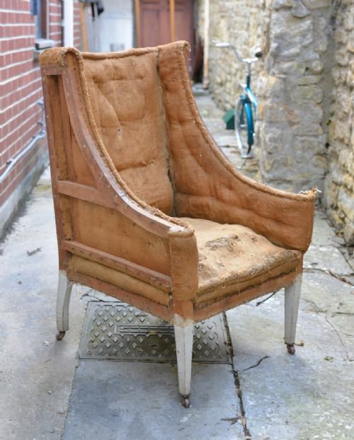 EDWARDIAN WING ARMCHAIR FOR RECOVERING C1905 - ADDITIONAL PHOTO 6