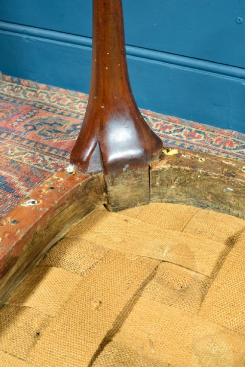 MAHOGANY FOOTSTOOL WITH CARVED LEAF DECORATION FOR UPHOLSTERY C1850 - ADDITIONAL PHOTO 6