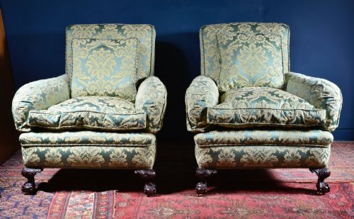 PAIR OF VERY COMFY HOWARD STYLE COUNTRY HOUSE ARMCHAIRS - ADDITIONAL PHOTO 2