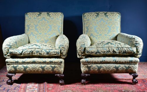 PAIR OF VERY COMFY HOWARD STYLE COUNTRY HOUSE ARMCHAIRS - ADDITIONAL PHOTO 3