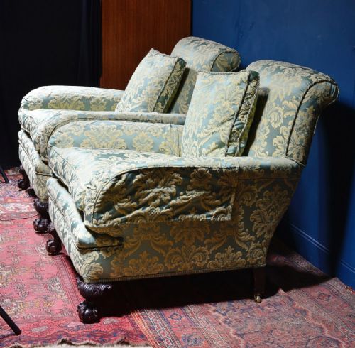 PAIR OF VERY COMFY HOWARD STYLE COUNTRY HOUSE ARMCHAIRS - ADDITIONAL PHOTO 4