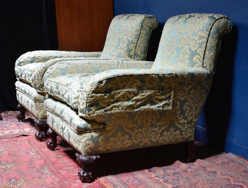 PAIR OF VERY COMFY HOWARD STYLE COUNTRY HOUSE ARMCHAIRS - ADDITIONAL PHOTO 5