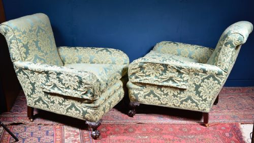 PAIR OF VERY COMFY HOWARD STYLE COUNTRY HOUSE ARMCHAIRS - ADDITIONAL PHOTO 8