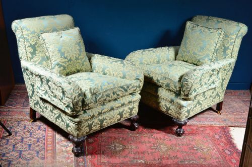 PAIR OF VERY COMFY HOWARD STYLE COUNTRY HOUSE ARMCHAIRS - ADDITIONAL PHOTO 12