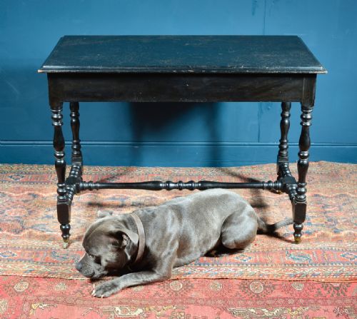 A VICTORIAN EBONISED LOW COFFEE SOFA TABLE C1880 - ADDITIONAL PHOTO 3