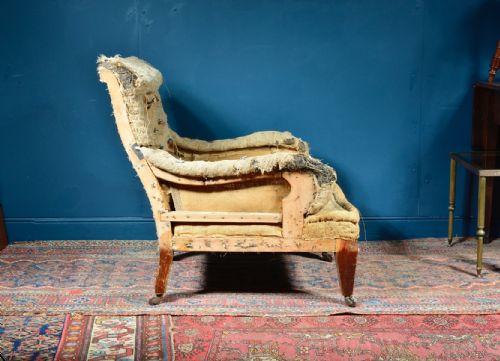 A COUNTRY HOUSE BUTTON BACK HOWARD STYLE ARMCHAIR FOR UPHOLSTERY C1880 - ADDITIONAL PHOTO 1
