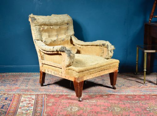 A COUNTRY HOUSE BUTTON BACK HOWARD STYLE ARMCHAIR FOR UPHOLSTERY C1880 - ADDITIONAL PHOTO 2