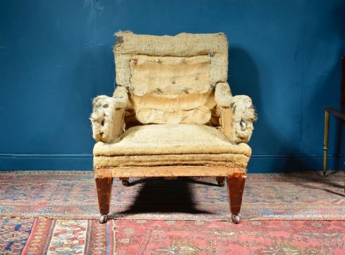 A COUNTRY HOUSE BUTTON BACK HOWARD STYLE ARMCHAIR FOR UPHOLSTERY C1880 - ADDITIONAL PHOTO 3