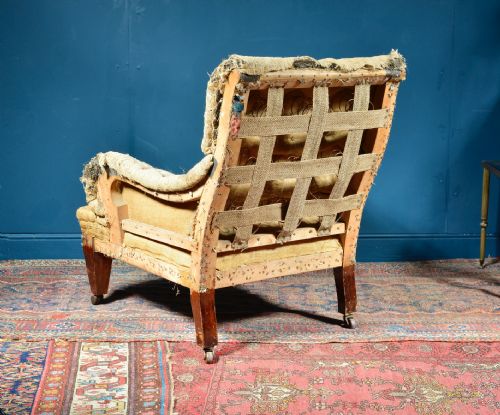 A COUNTRY HOUSE BUTTON BACK HOWARD STYLE ARMCHAIR FOR UPHOLSTERY C1880 - ADDITIONAL PHOTO 4