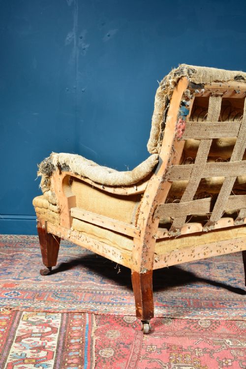 A COUNTRY HOUSE BUTTON BACK HOWARD STYLE ARMCHAIR FOR UPHOLSTERY C1880 - ADDITIONAL PHOTO 9