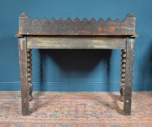 A JACOBEAN REVIVAL OAK CONSOLE TABLE WITH BOBBIN TURNED LEGS C1870 - ADDITIONAL PHOTO 3