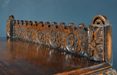 A JACOBEAN REVIVAL OAK CONSOLE TABLE WITH BOBBIN TURNED LEGS C1870 - ADDITIONAL PHOTO 7