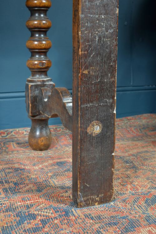 A JACOBEAN REVIVAL OAK CONSOLE TABLE WITH BOBBIN TURNED LEGS C1870 - ADDITIONAL PHOTO 8